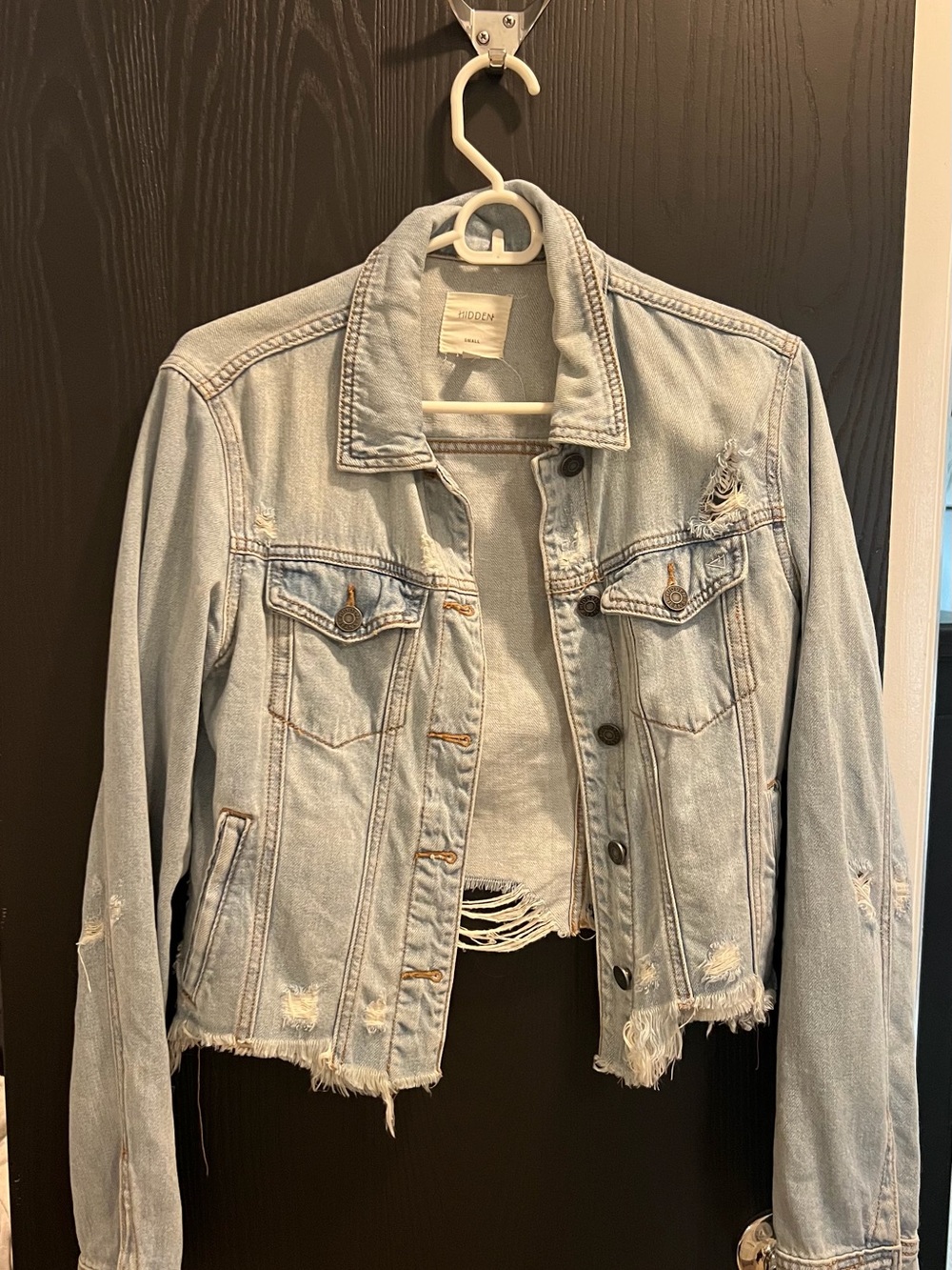 Light Wash Distressed Denim Jacket - Women's Jean Jacket